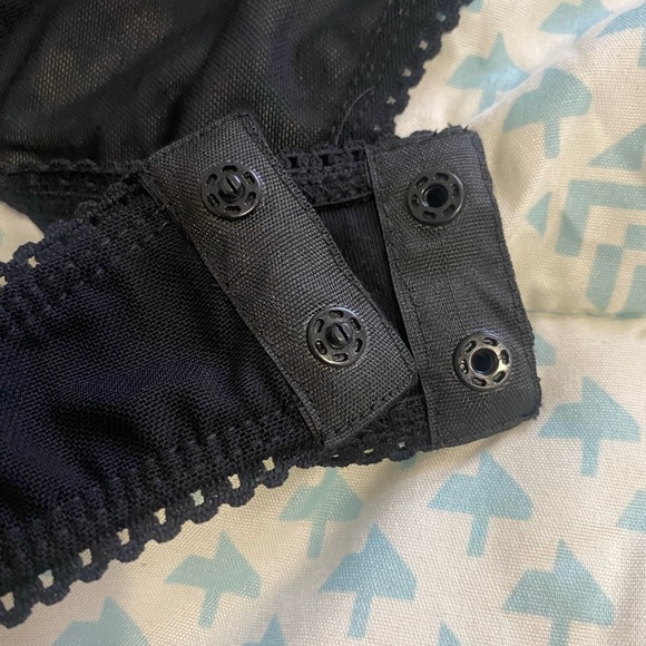 NWT .. Free People Black Tie Front Ruched Bodysuit - Picture 12 of 16